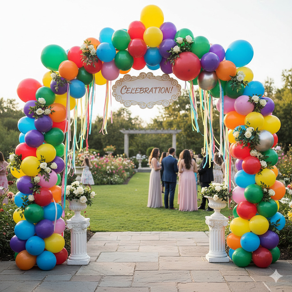Colorful balloon arch decoration