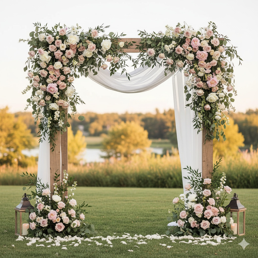 Wedding backdrop with flowers